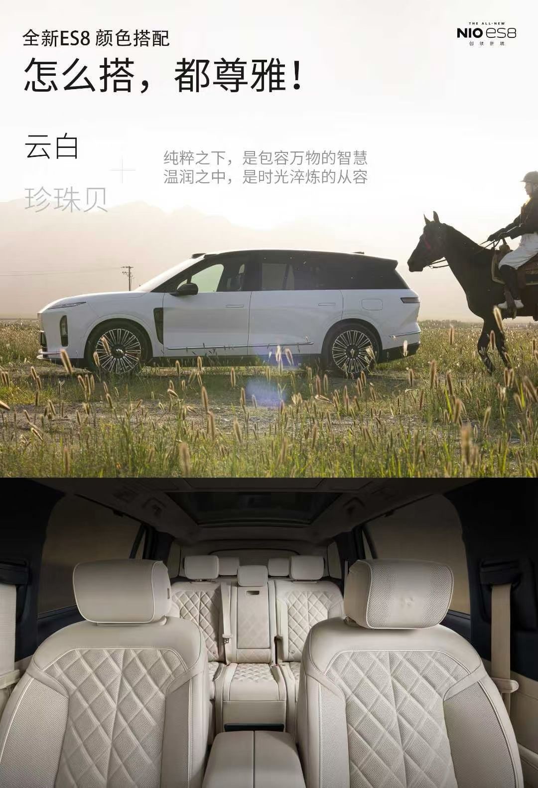 虽然我很喜欢蔚来全新es8 白外+白内搭配但我应该还是会选黑外+白内个人觉得黑外