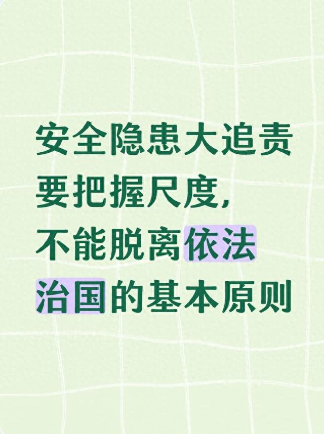 安全隐患大追责要把握尺度，不能脱离依法治国的基本原则