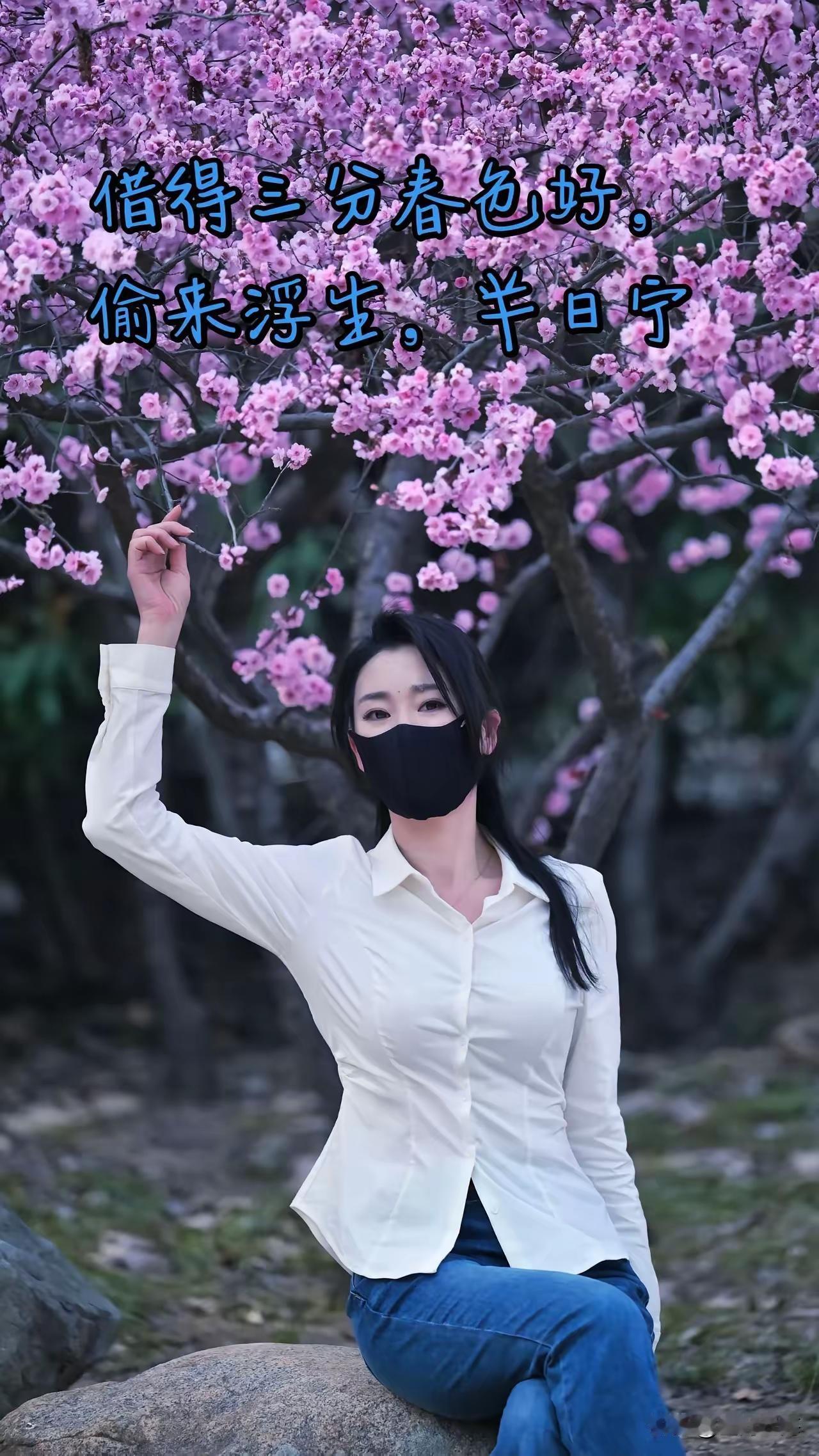 捣练子·春花
暖风软，绽繁花，
满树芬芳映晓霞。
一抹胭脂春色染，
独抱幽香醉晴