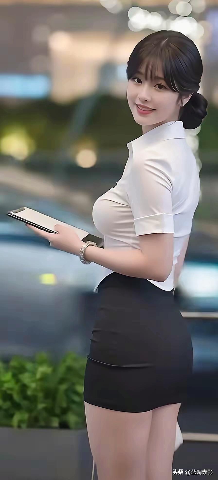 都市丽人穿搭指南：优雅白衬衫+高腰黑短裙，自信满满！👠💄