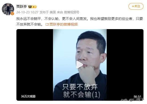 贾跃亭称自己不是骗子，并表示计划在两年内回国。‌

贾跃亭在接受采访时表示，自己
