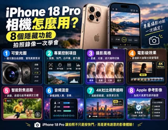 iPhone 18 Pro相机怎么用？8个隐藏功能，拍照录像一次学会