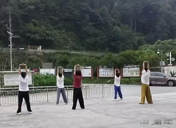 这群还不太老的幸福退休者
在避暑地住着
早起一个多小时的各样演练很认真
晚饭后还