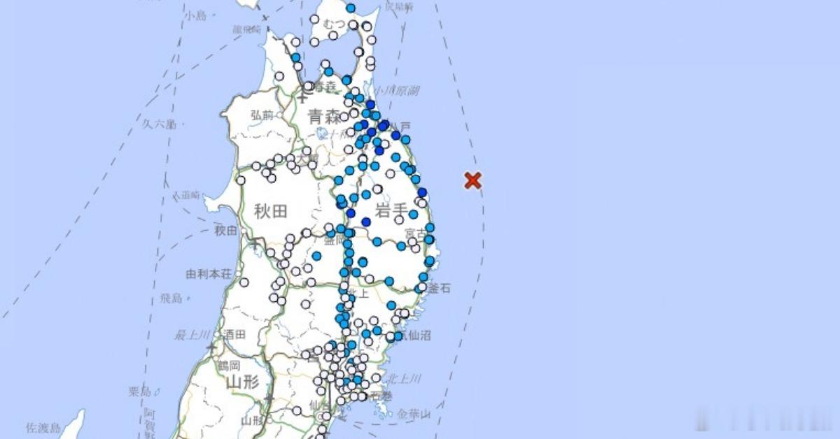 日本近来地震频繁，今（30）日晚间11时02分，岩手县近海又发生规模4.9地震。