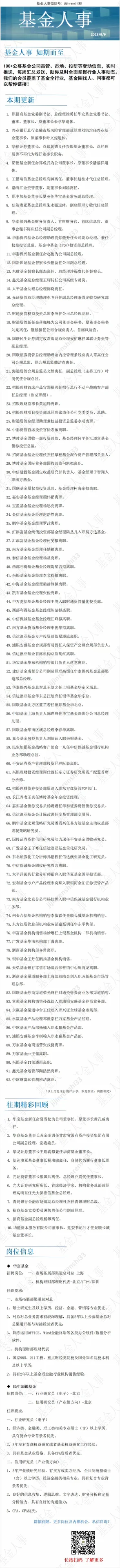 公募基金人事变动0909