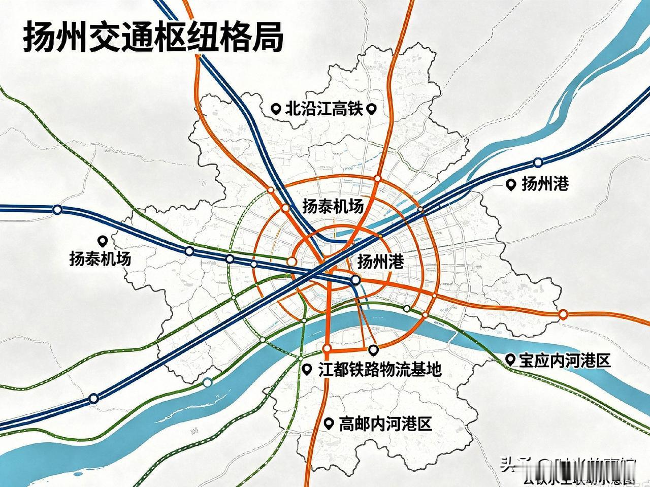 扬州终于想明白了一件事：不能只做“过路站”。      北沿江高铁、扬泰机场二期