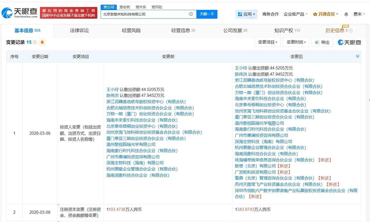联想等入股AR眼镜研发商致敬未知
天眼查工商信息显示，近日，北京致敬未知科技有限