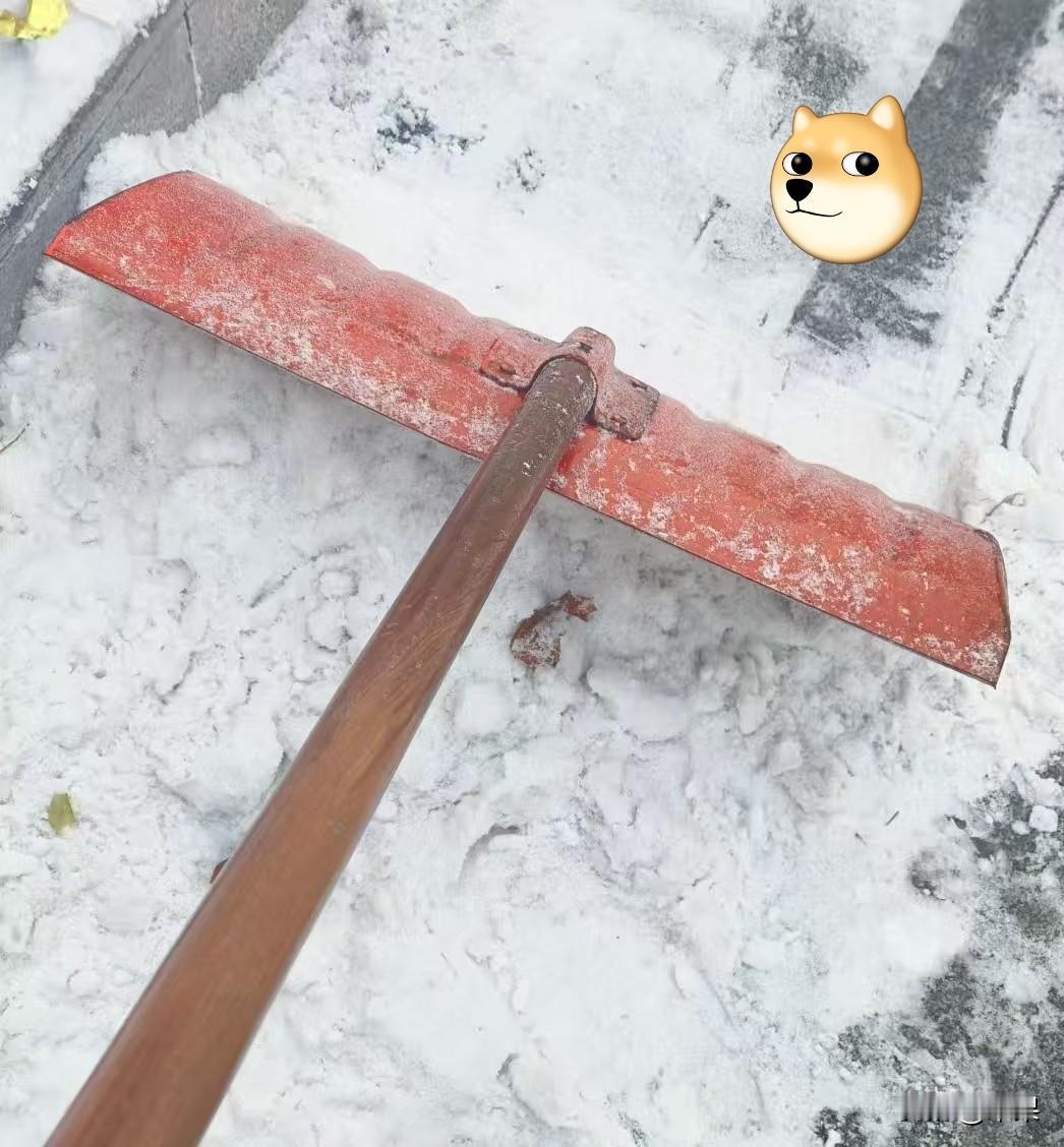 雪停了出门透透气，刚下楼就瞅见放在单元门旁的这把雪铲，顺手拎起来铲了两段路。冰凉