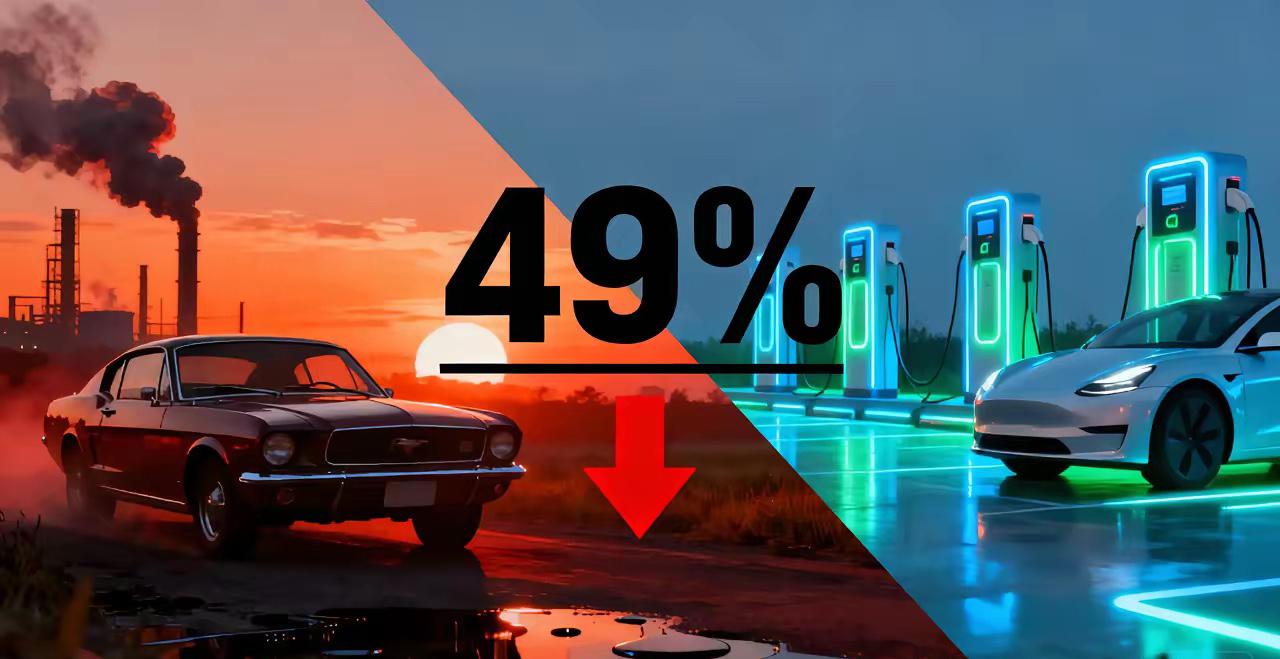 燃油车跌破50%，一个百年帝国的黄昏已至！
​全球纯汽油车销量占比首次跌破50%