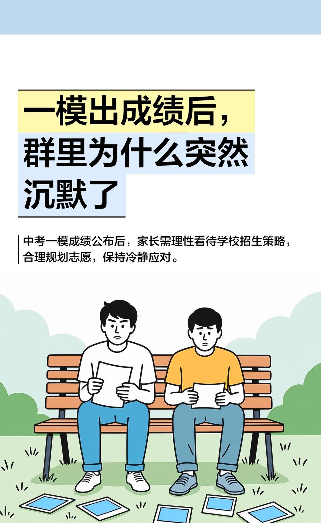 一模出成绩后，群里为什么突然沉默了
中考一模成绩公布后，家长需理性看待学校招生策
