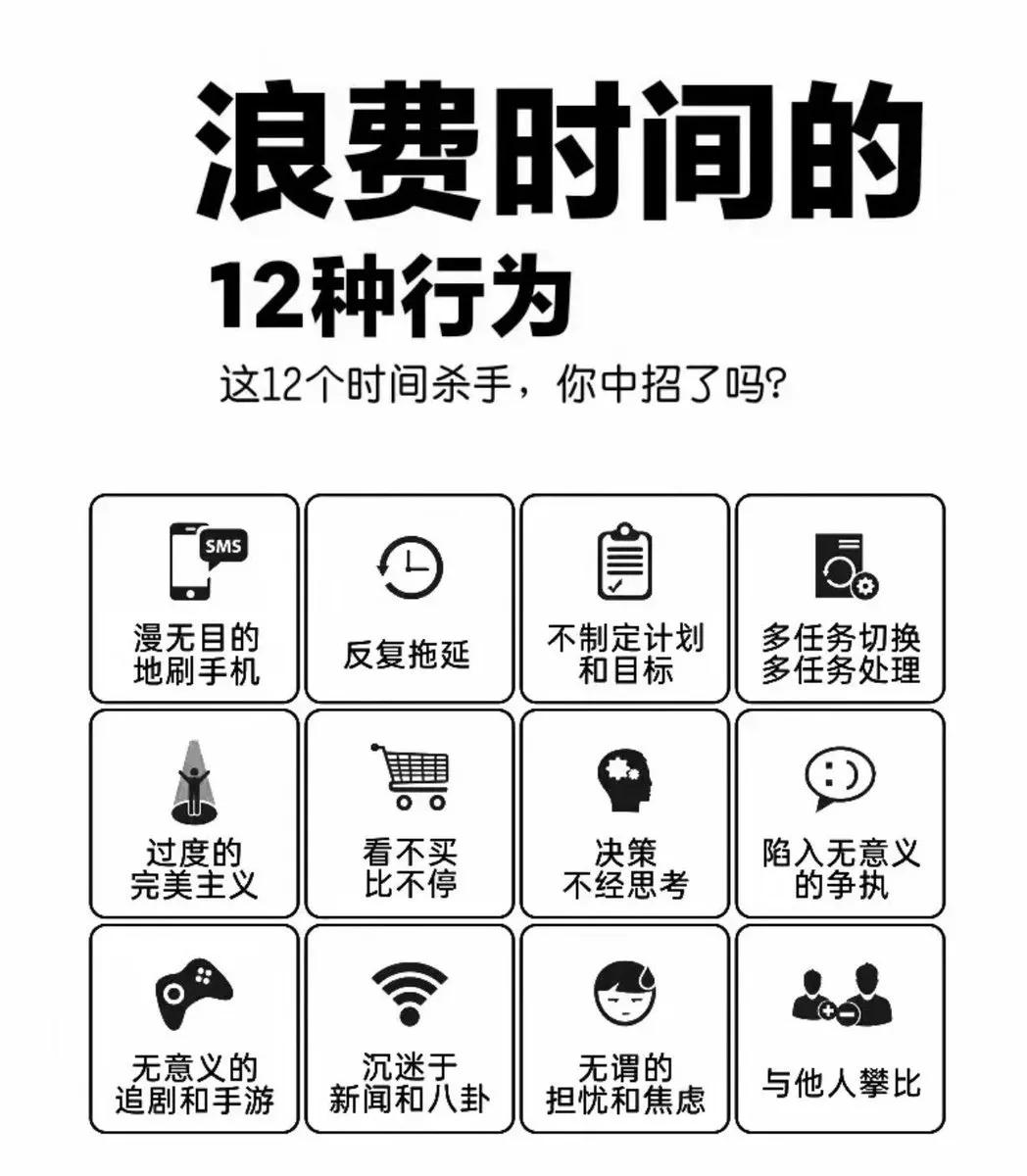 在生活和工作中有很多浪费时间的行为，比如拖延和无效浏览社交媒体。

为了掌控自律