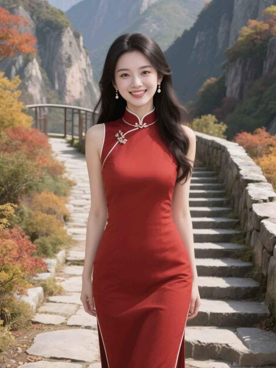 《一襟旗袍，半卷江南》
 
青石板洇开烟雨微凉
你缓步，踏碎一巷月光
锦缎裁取云