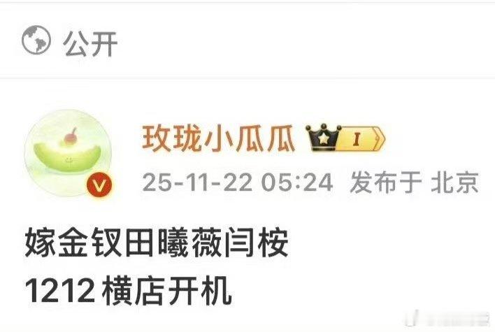 嫁金钗双12开机，哇， 