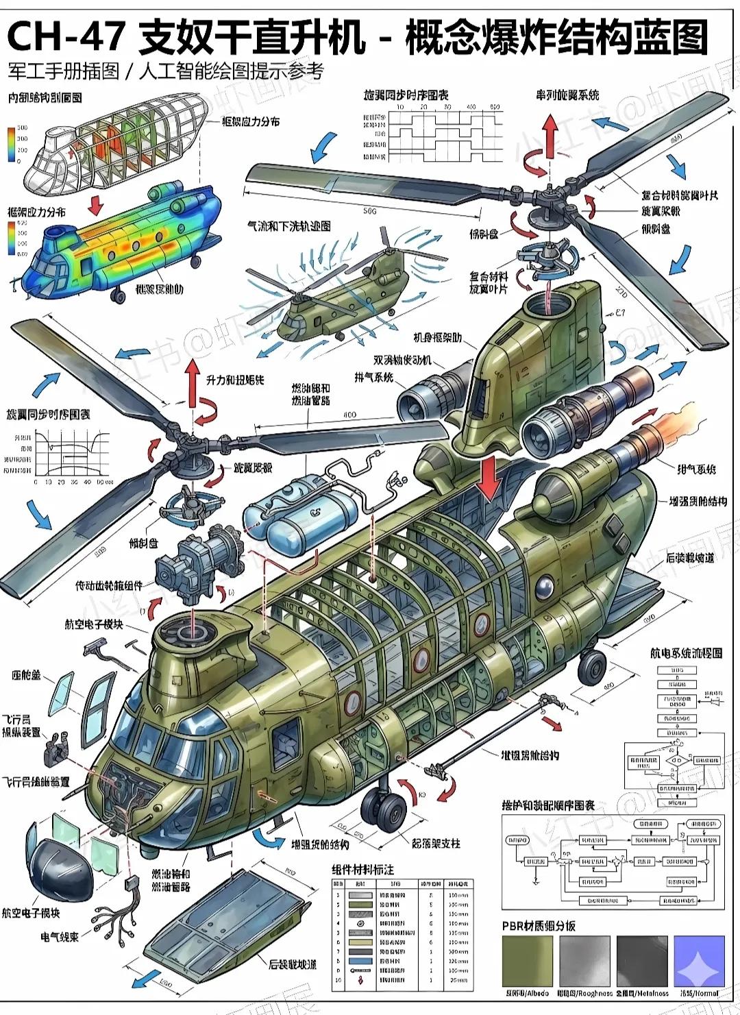 CH-47支奴干直升机设计图分享，拿走不谢！