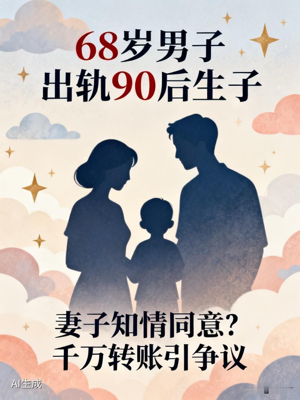 68岁男子出轨90后生子称妻子同意 68岁老头出轨90后还生了孩子，还说老婆同意