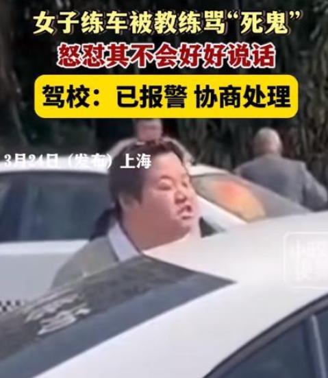 2024年，上海一女子在学车考驾照时，因无法忍受被男教练多次辱骂，于是气愤的质问