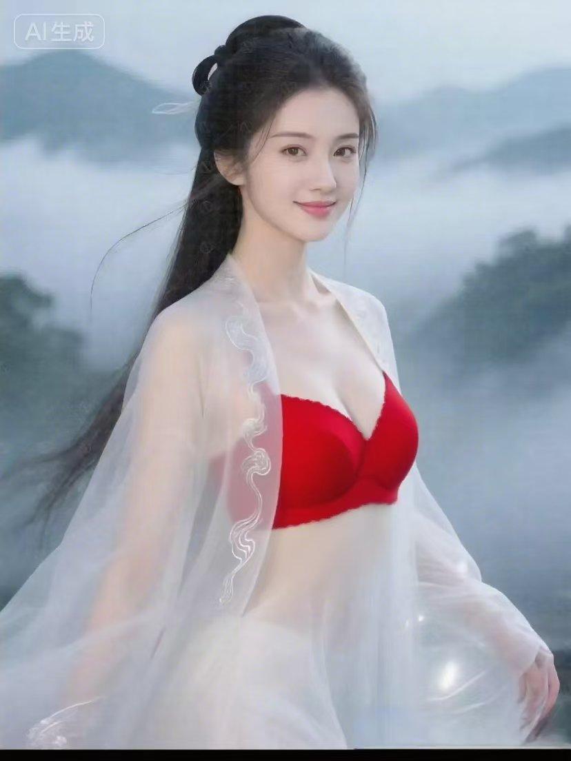 绝句 素纱神女
 素纱轻拂云生烟，
红韵藏怀映玉颜。
浅笑凝眸含美态，
就是神女