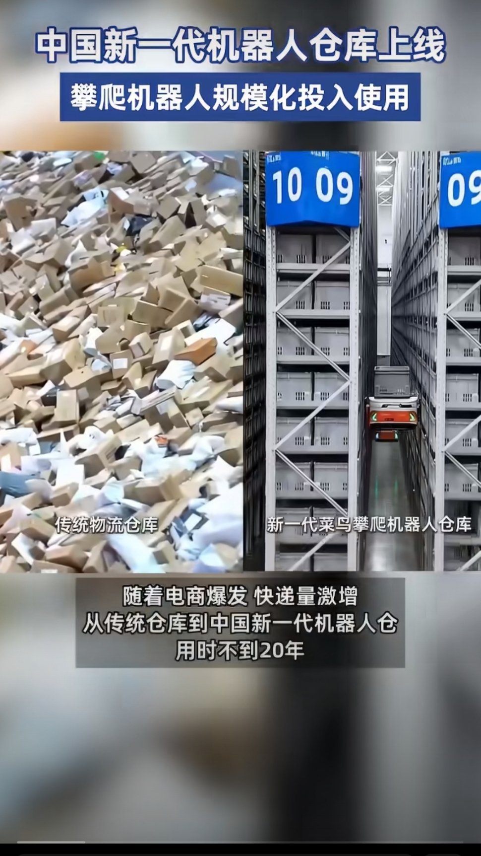 中国新一代机器人仓上线期待下一代的机器人了中国新一代机器人仓拣选效率翻2倍