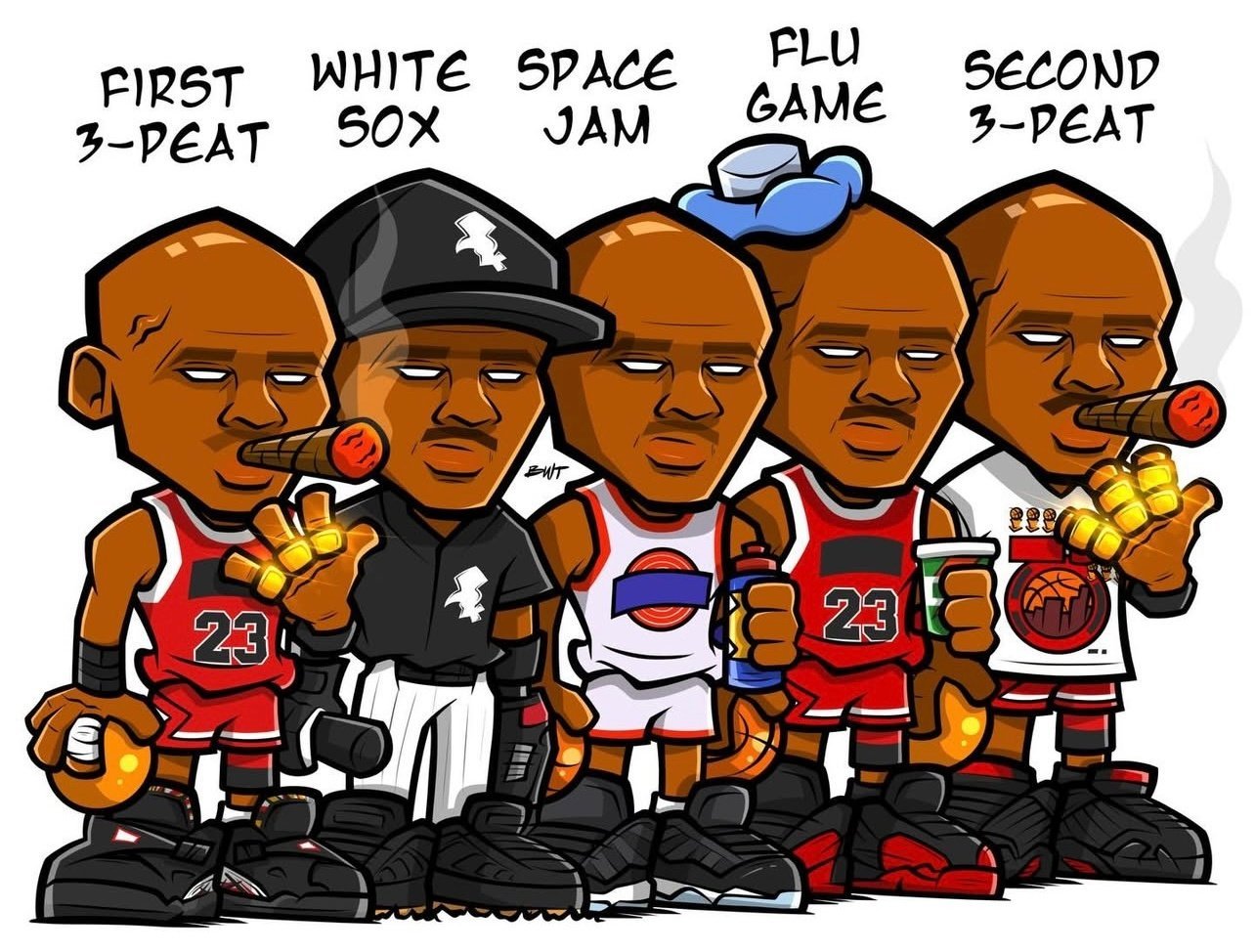 篮天下NBA球星插画作品，岁月变迁~Images via barbwiretap