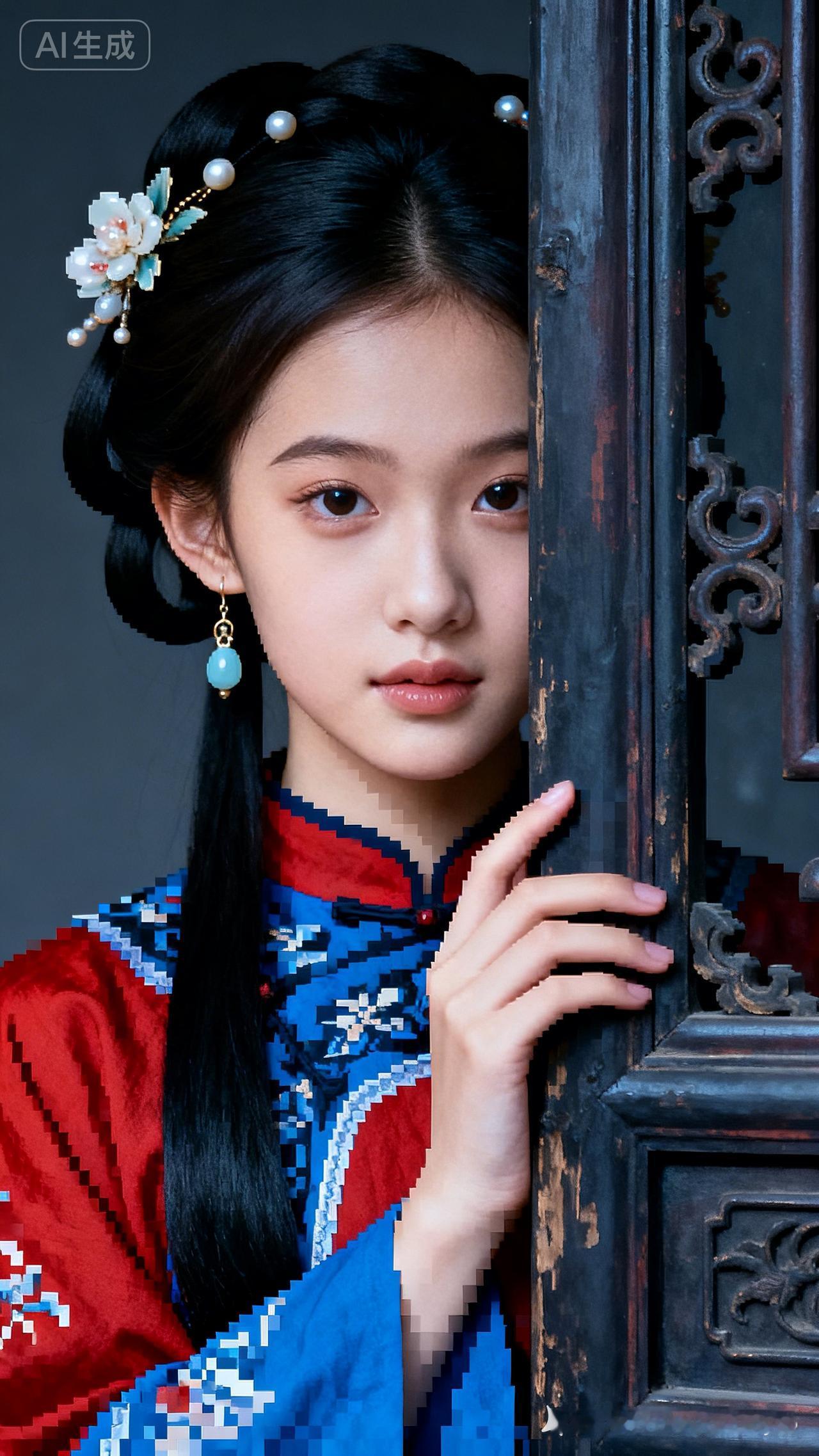 古典少女，红蓝相间，古风韵味，惊艳时光！