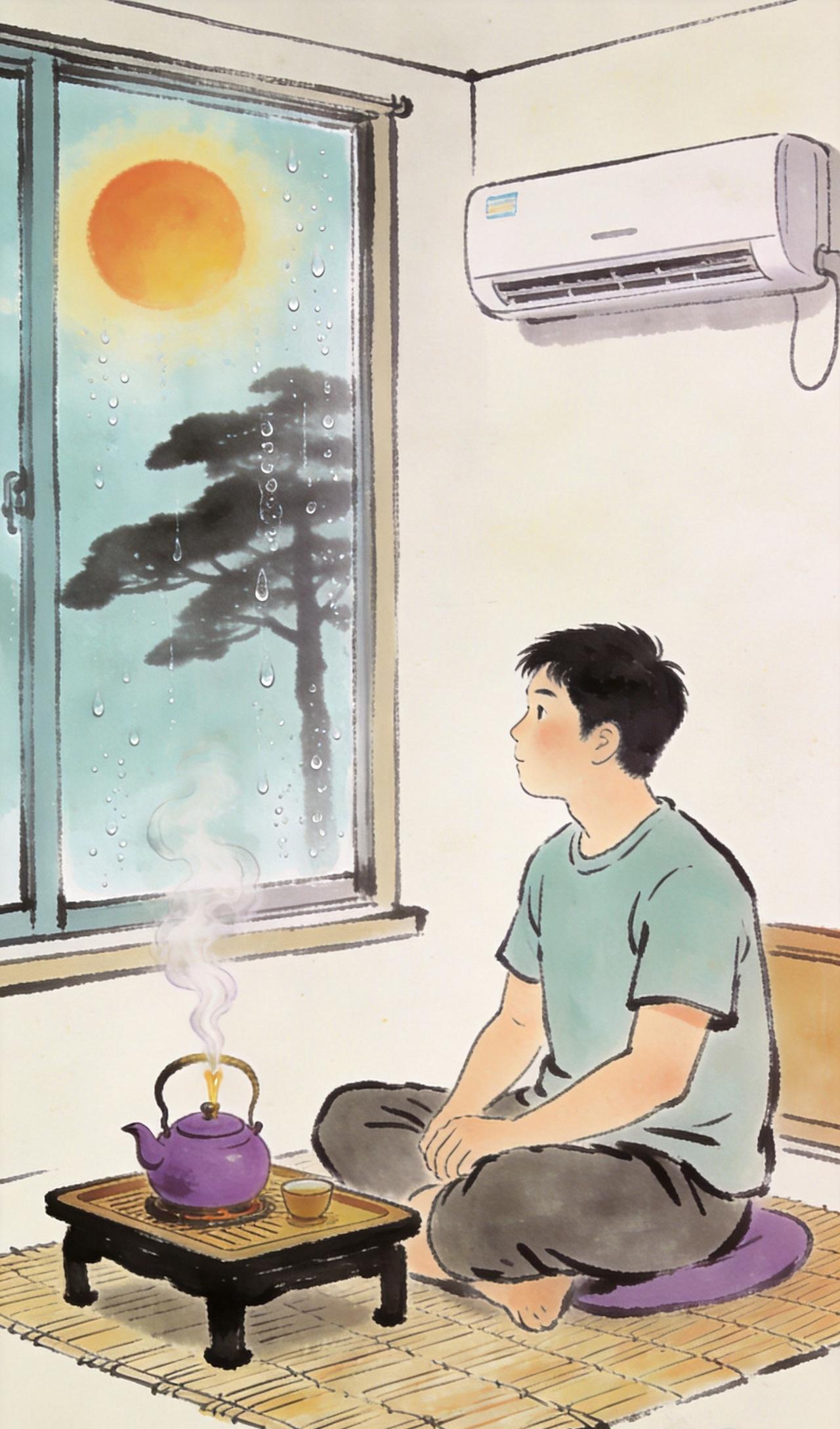 茶时光：留白处，皆是清凉

丰子恺先生画人，寥寥几笔，神态全出。我们试着用他的眼