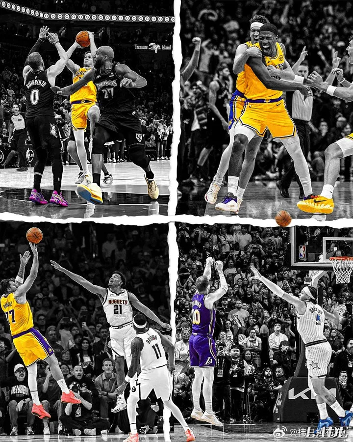 NBA常规赛，湖人105-104战胜魔术。比赛第四节，肯纳德空位三分出手命中，湖