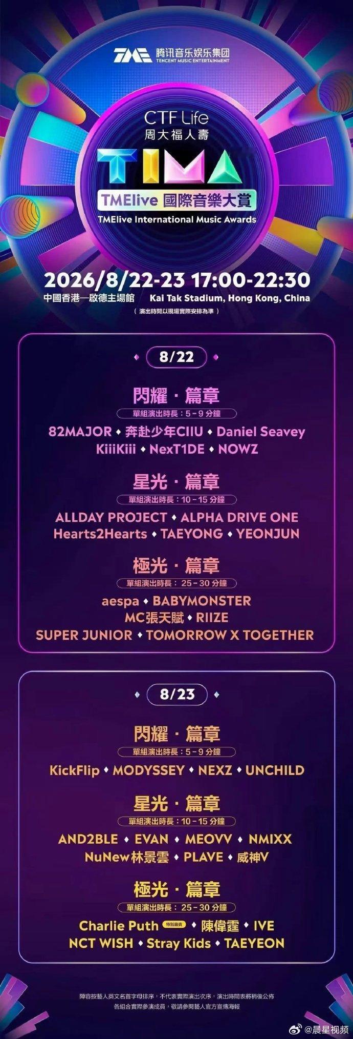 2026TIMA官宣阵容 TIMA国际音乐大赏官宣阵容，还是挺亮眼的 TIMA国