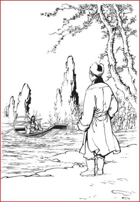 金庸武侠插画，画中人都是上船相会，请问哪一对情侣更加浪漫呢？