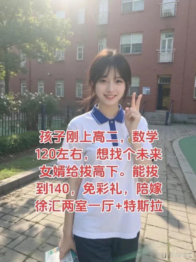 我有一个朋友，今年上高二了。她妈妈在头条托我广发英雄帖，因为我这个朋友，数学不好