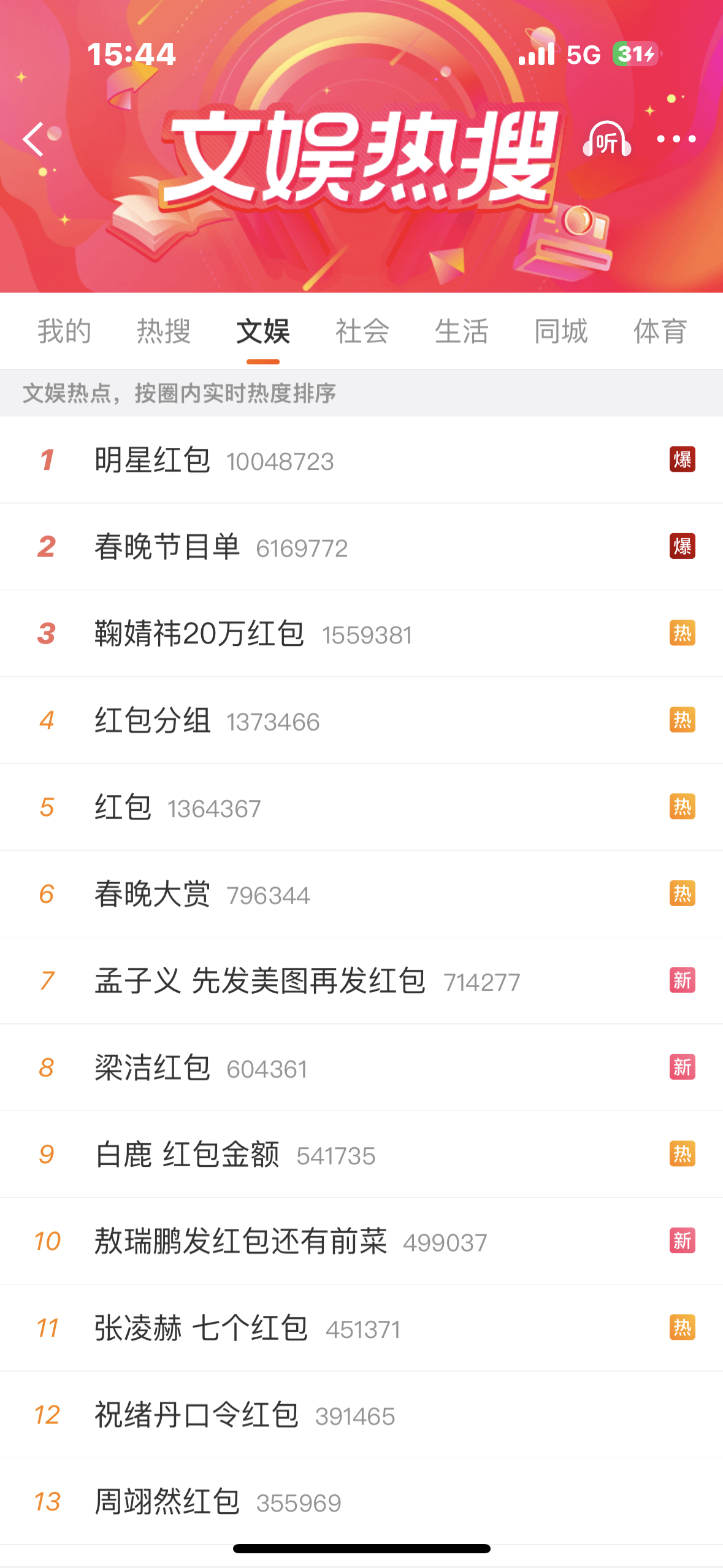 热搜上这么多明星红包 你能抢到的又有几个 