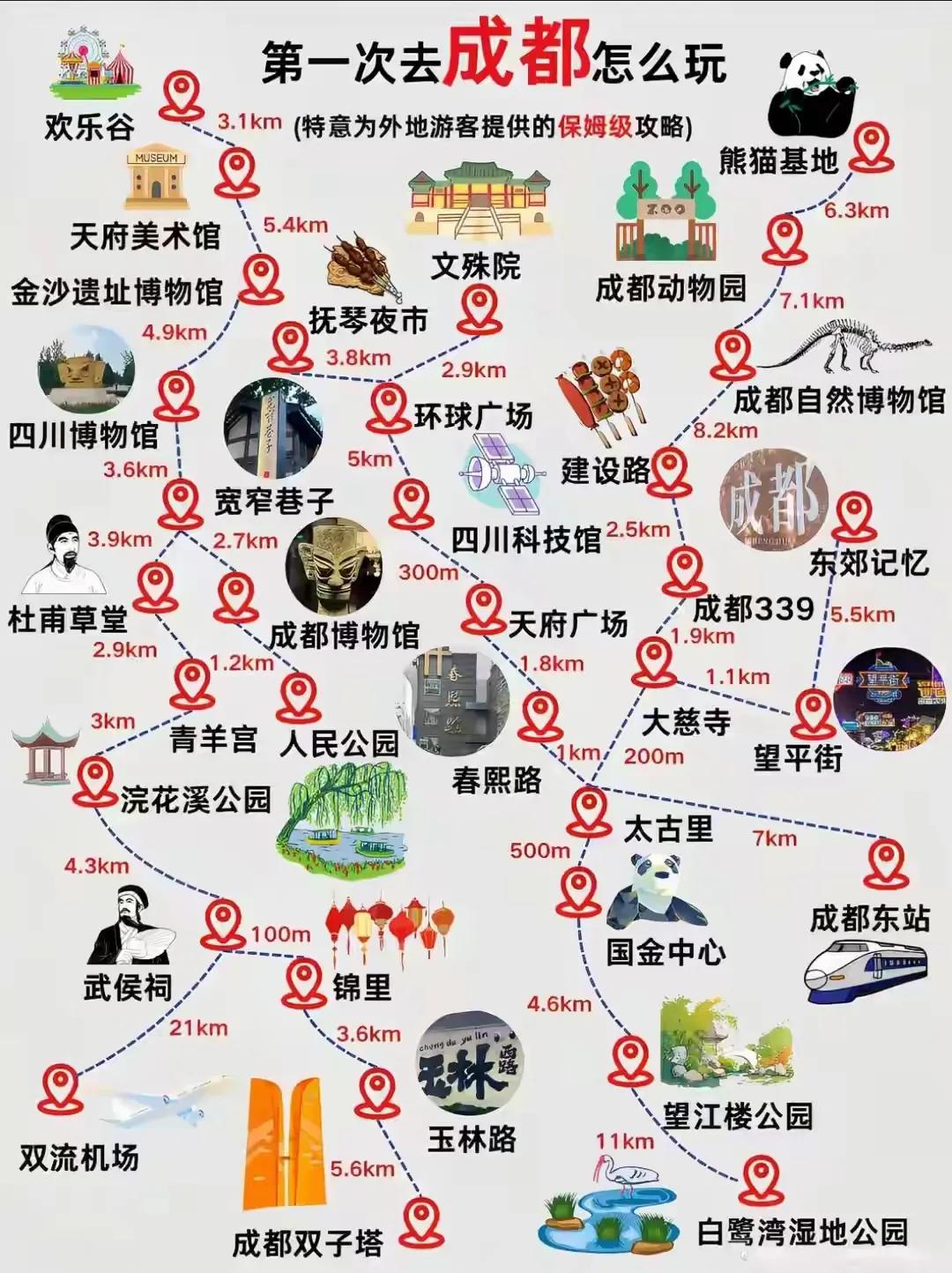 第一次去成都怎么玩？成都旅游地图奉上[比心]