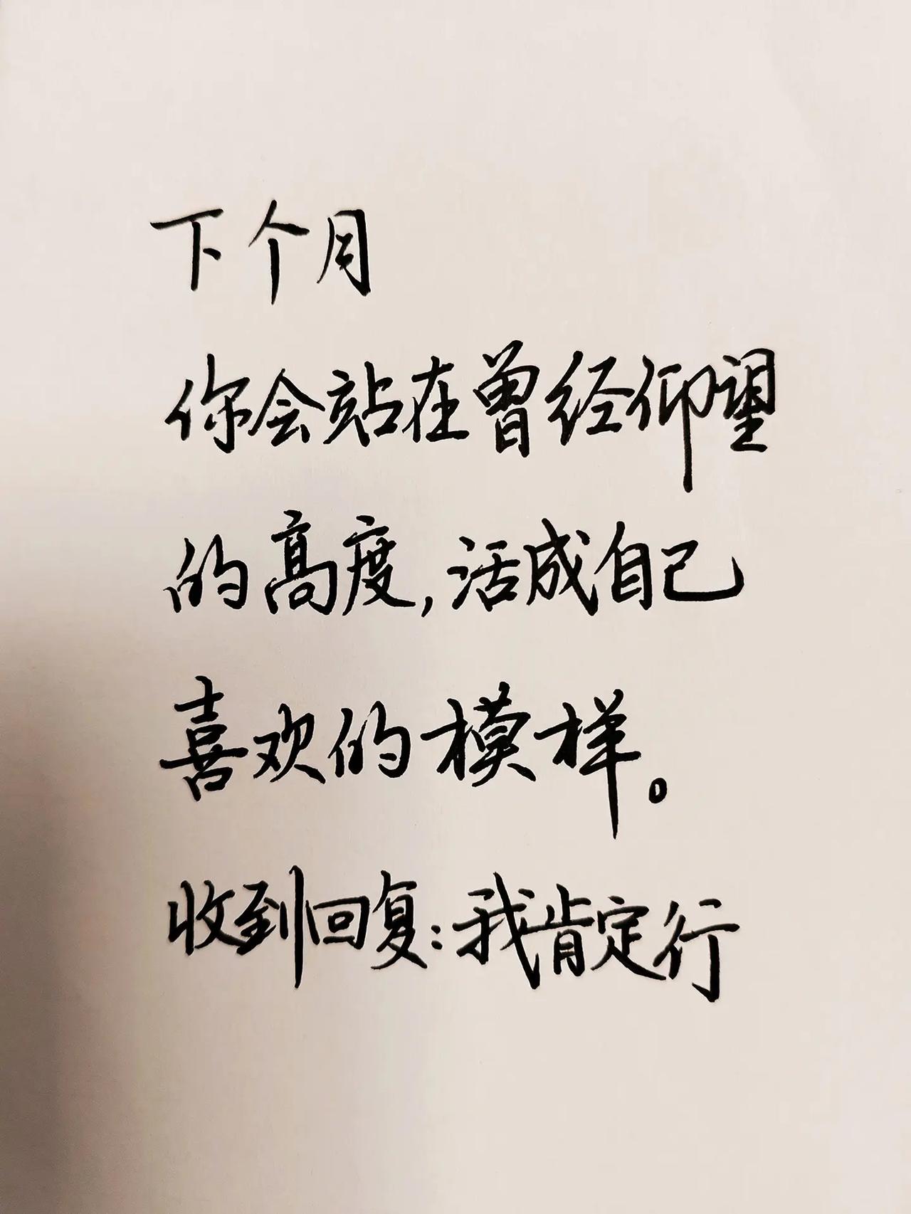 下个月，你会站在曾经仰望的高度，活成自己喜欢的模样。 励志手写 自我成长感悟 未