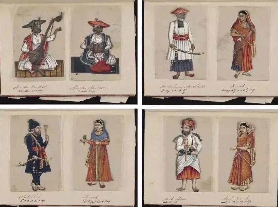 印度四大种姓：持乐器的婆罗门、持武器的刹帝利、持秤的吠舍、持瓶子的首陀罗