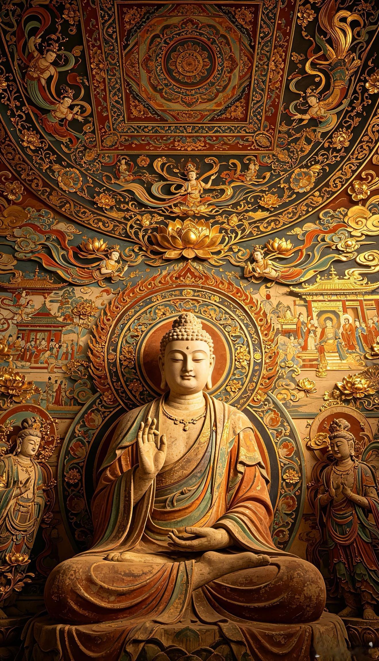 见佛祈福，福慧双修梵音涤荡尘世浮躁，双手合十虔诚许愿。愿过往心结尽数释怀，往后诸