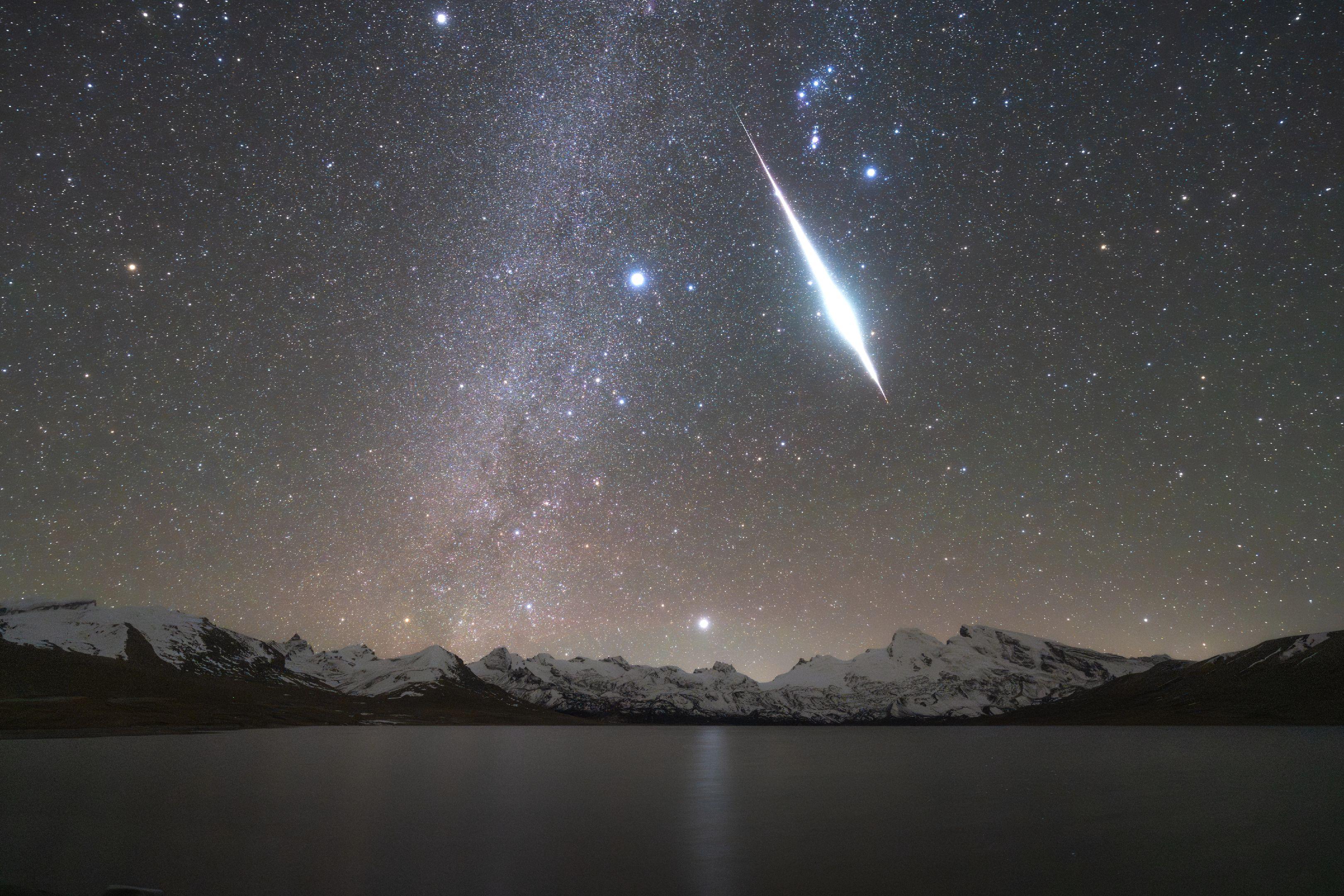 我在喜马拉雅山脉深处见到了流星划破夜空。海拔4500 零下15度  为...