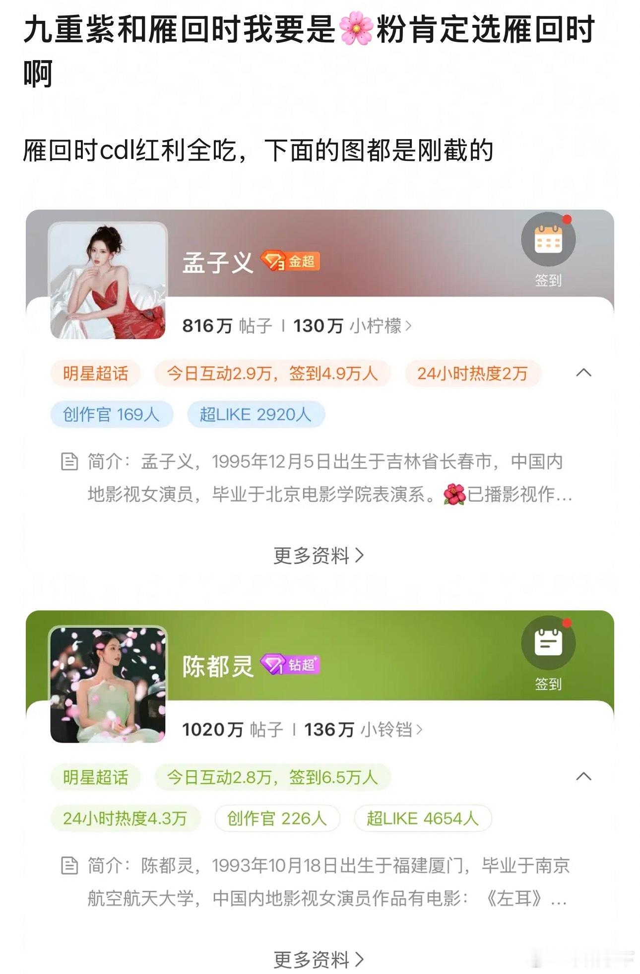 跟剧没什么关系，九重紫播放量还高一千万，重点孟姐压根就不是花粉喜欢的类型，她演雁