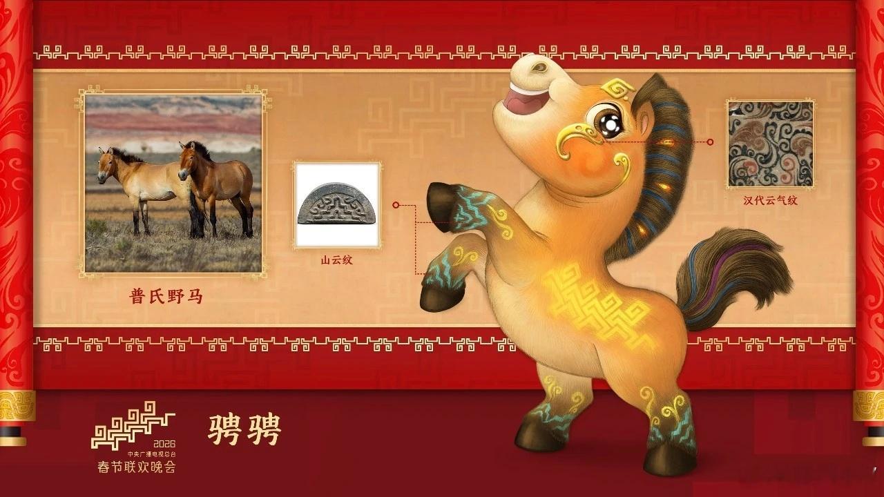 马年春晚吉祥物发布“骐骐”“骥骥”“驰驰”“骋骋”四匹骏马，活泼可爱、意气风发，