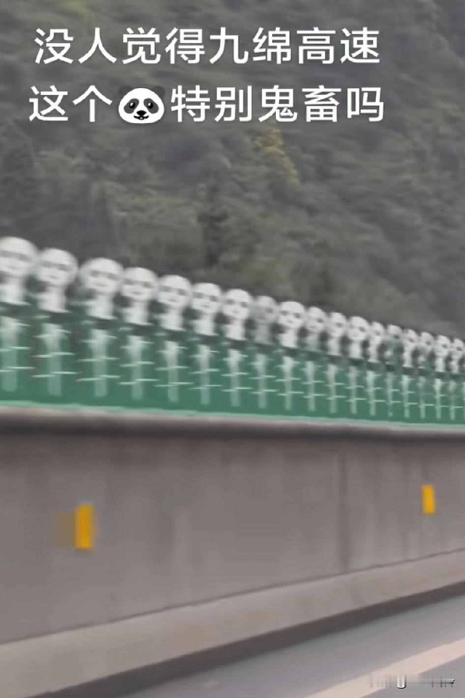 没人觉得九绵高速护栏特别的鬼畜吗？熊猫这辈子都没想到人类会用“跟个鬼一样”形容它