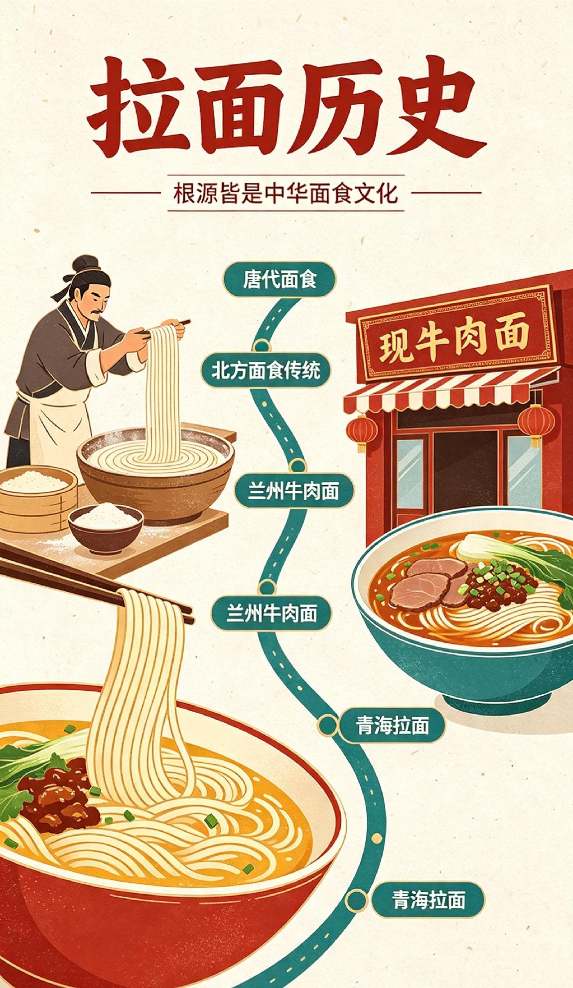 拉面是中国的！拉面最早起源于唐代，自古便是我国北方面食。

后来甘肃兰州打磨出清