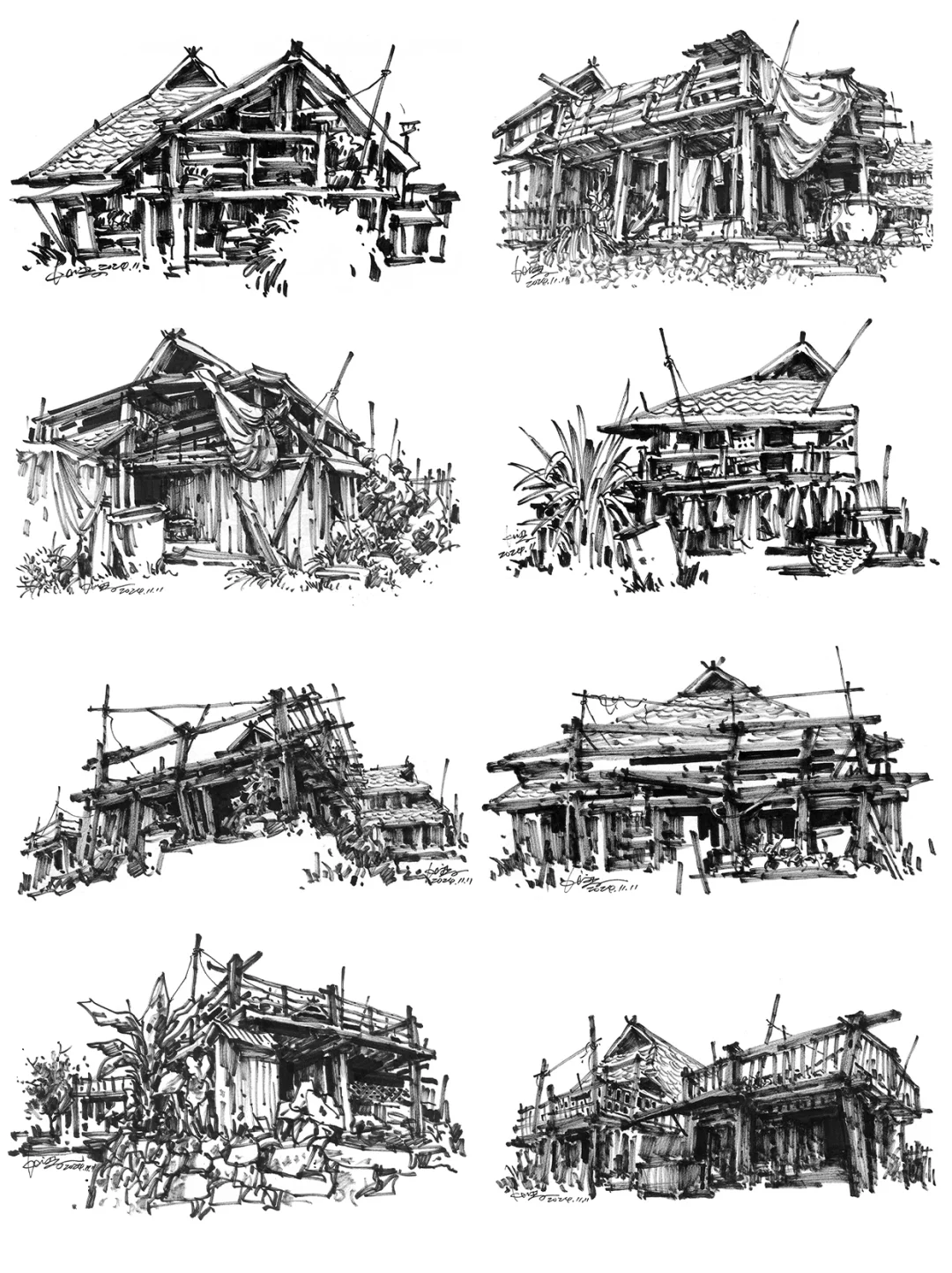 建筑写生手绘