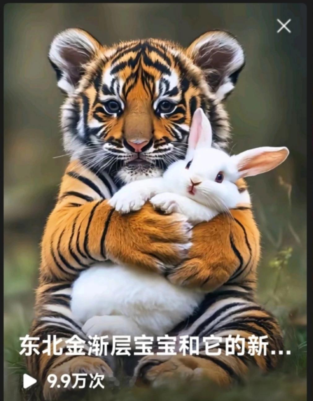 超级可爱动物宝宝们……
不过这个我可以肯定是AI作品，因为明知不可能——这兔兔是