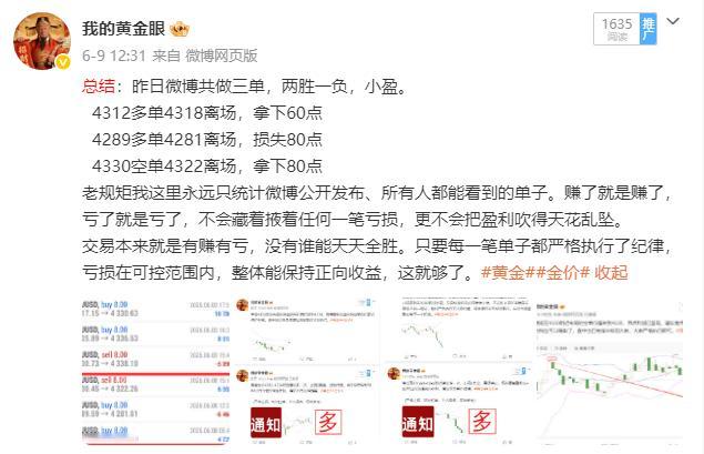给大家总结一下上周微博操作记录：共操作二十二单，十五胜七负，总盈1420点。周一