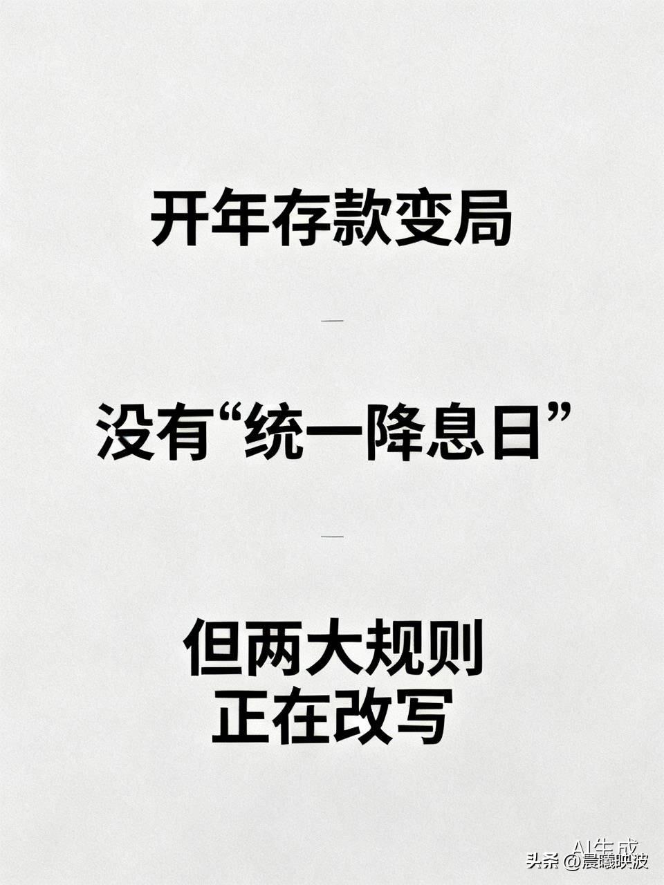 开年存款变局：没有“统一降息日”，但两大规则正在改写

  先说清楚：监管部门并