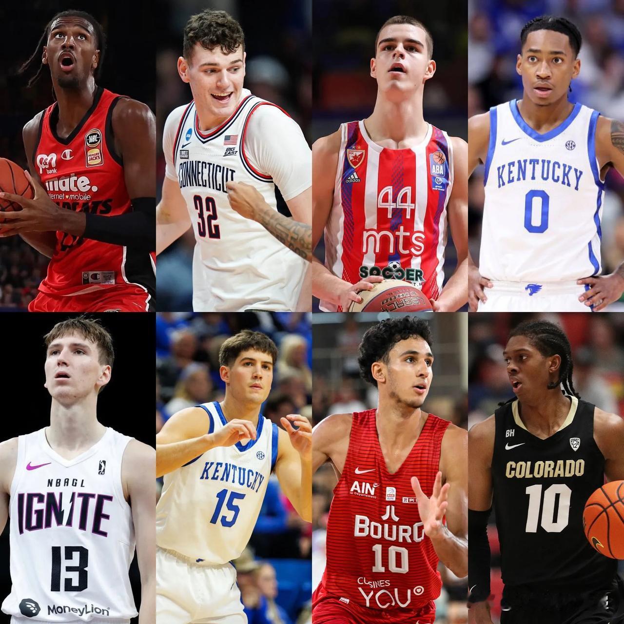 以下是NBA 最新模拟选秀中抽签后的前 15 名：

1️⃣ - 老鹰 | 亚历