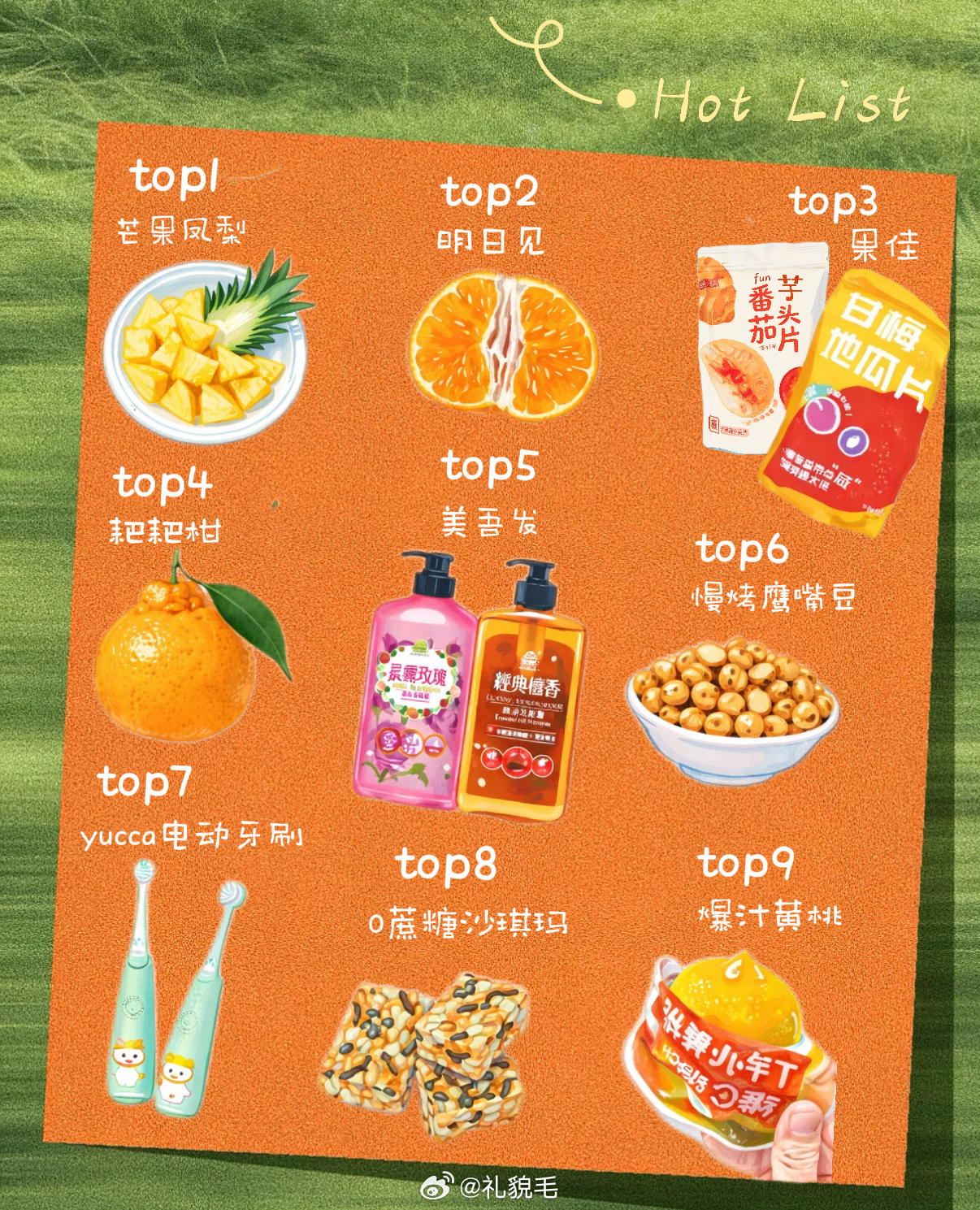 团里的好东西每周top榜 上周去玩停更一周，这周继续龙虎榜top1 芒果凤梨，已