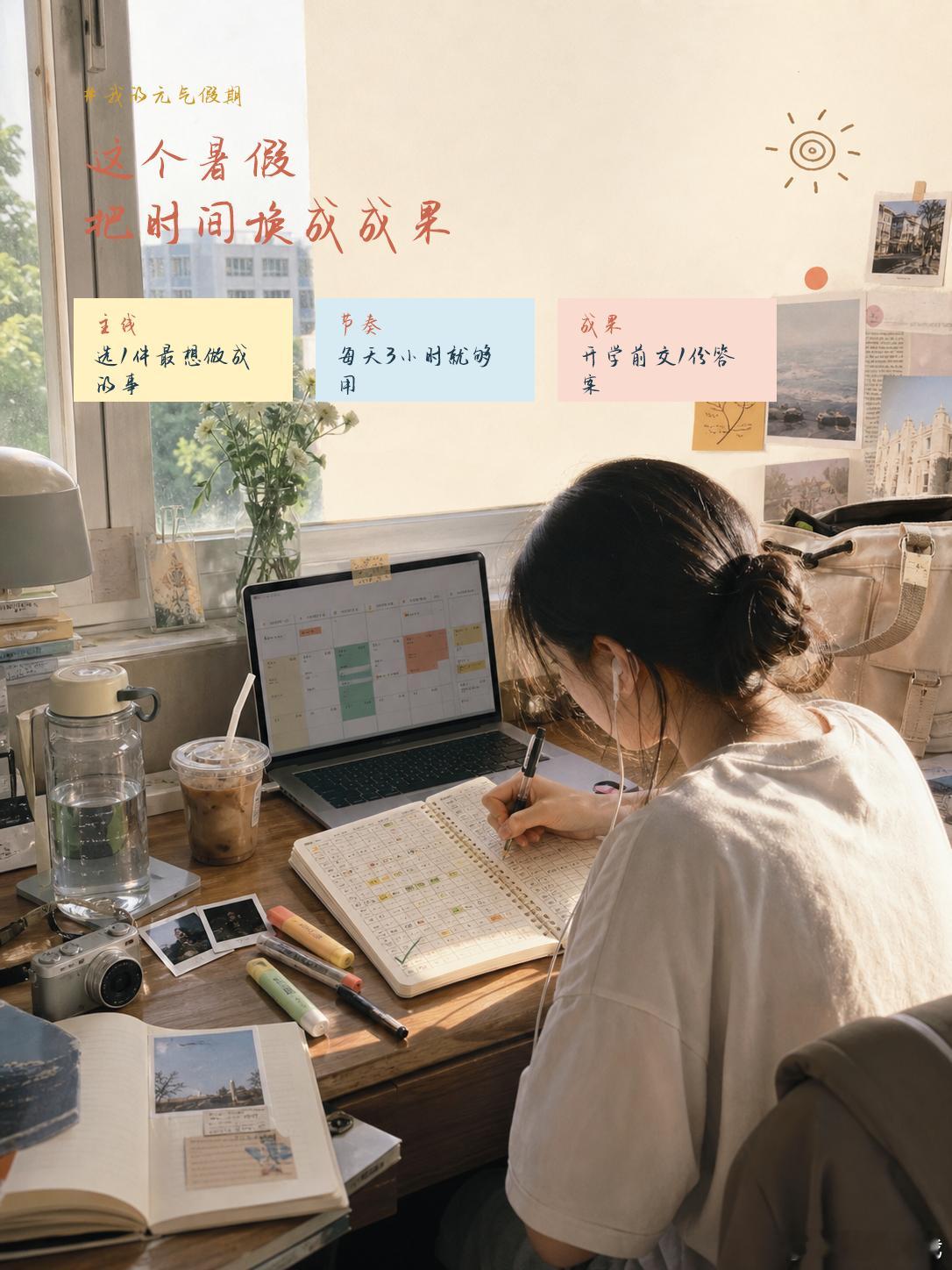 大学生暑假内容共创计划我的元气假期我想给大学生的暑假提一个“成长不内耗”计划：别
