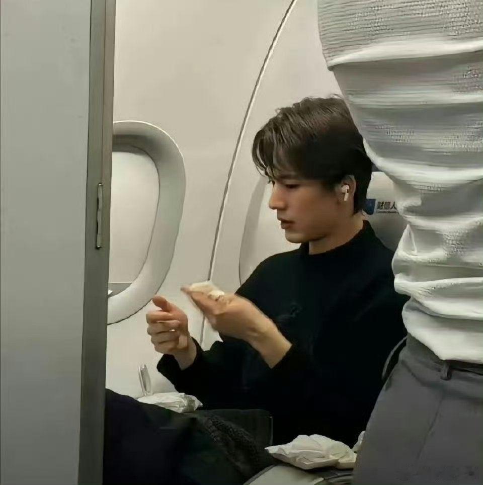 飞机上偶遇张凌赫 飞机上偶遇张凌赫，真人好绝，建模脸本人，低调又帅气