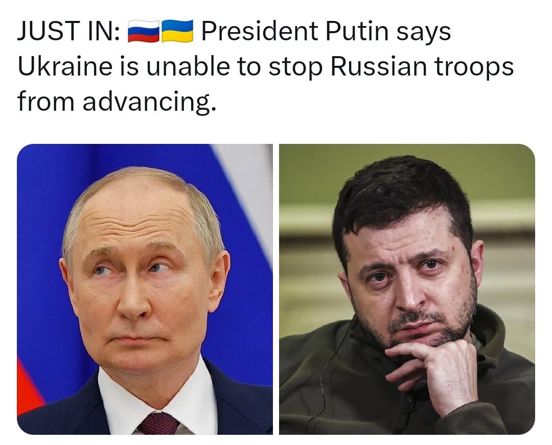 普京总统称乌克兰无法阻止俄罗斯军队推进。