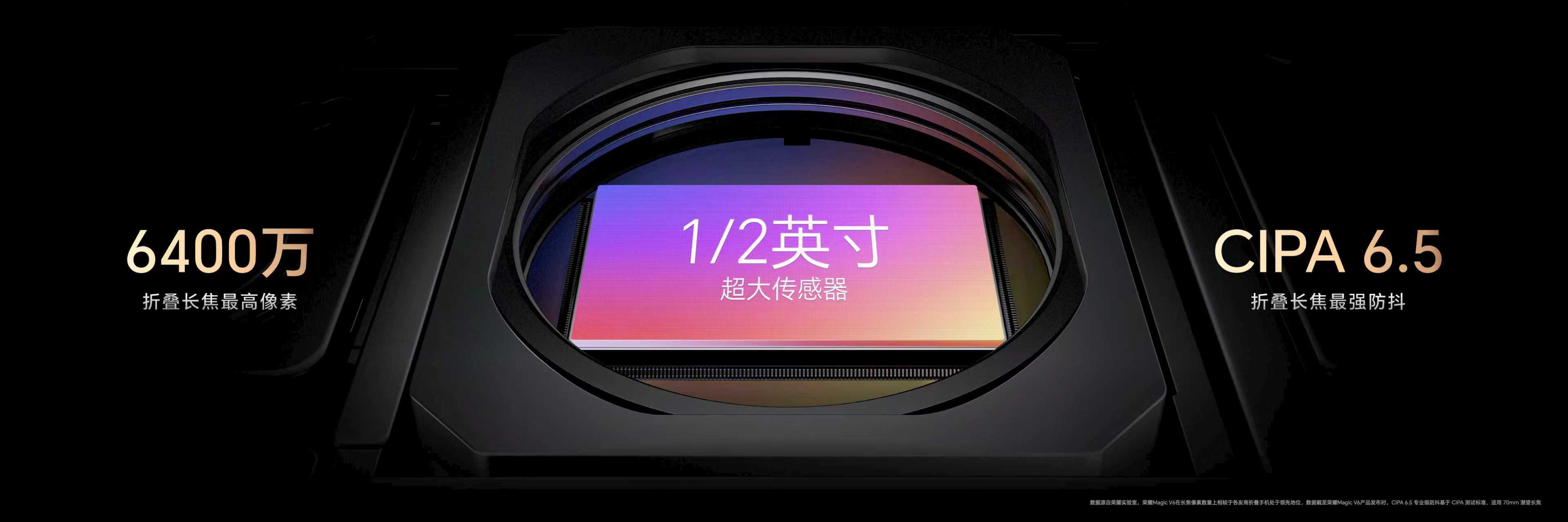 荣耀Magic V6 配备最强潜望长焦镜头，拥有 6400万折叠最高像素，配合1
