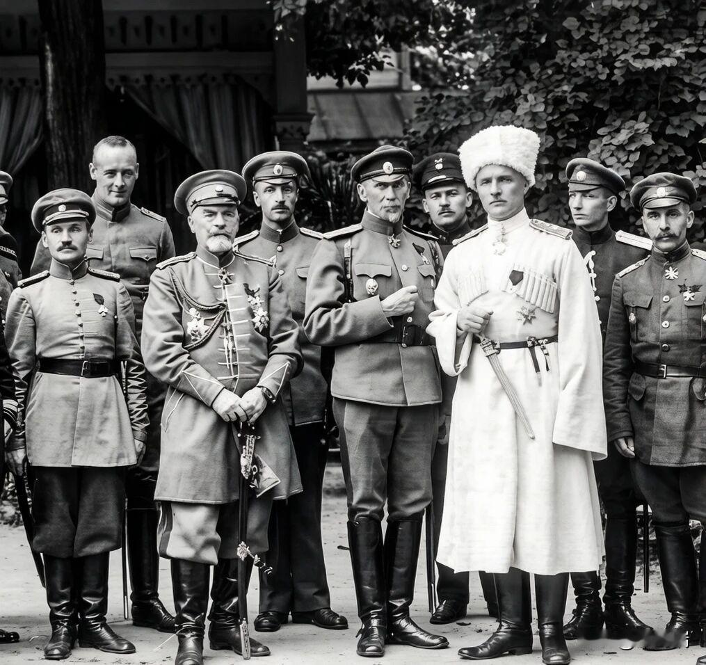 这张照片展示了 1918年 在基辅，顿河全军（Great Don Army）使团